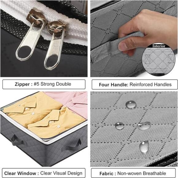 4 Pack Under Bed Storage, 90L Collapsible Closet Containers Organizers - Picture 4 of 7